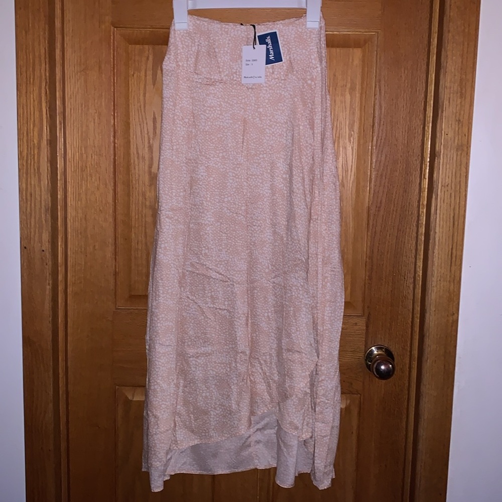 A New Day Peach Midi Skirt
